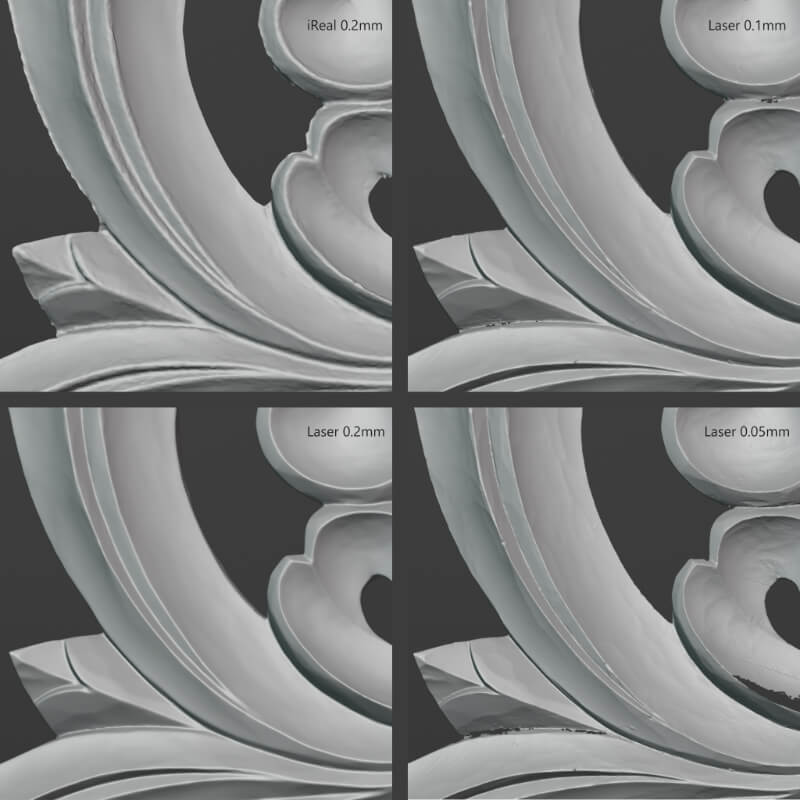 Scanned result comparison - iReal 2E VS 3D Laser Scanner