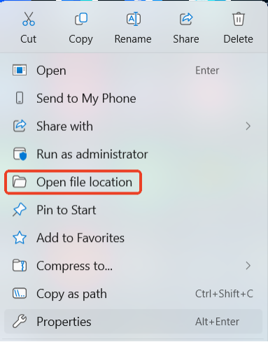 open file location